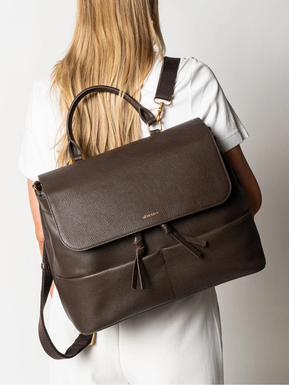 Alf the Label Signature Luxe Ari Backpack Espresso Leather NWT Rare